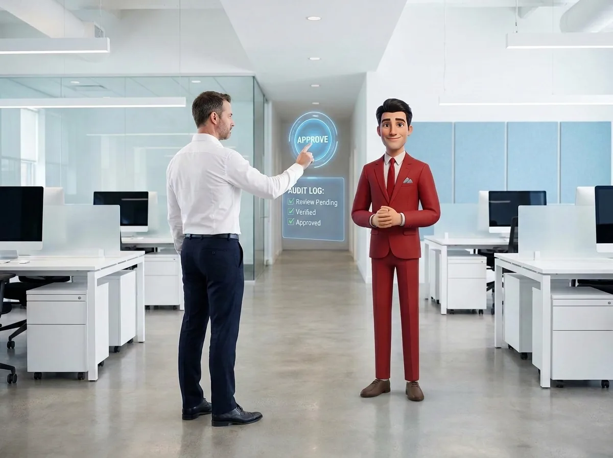 A manager approves an action while the AI Employee waits, audit log visible