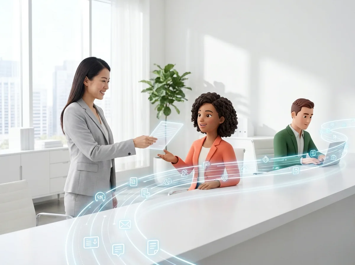 Work flowing smoothly between a person and AI Employees