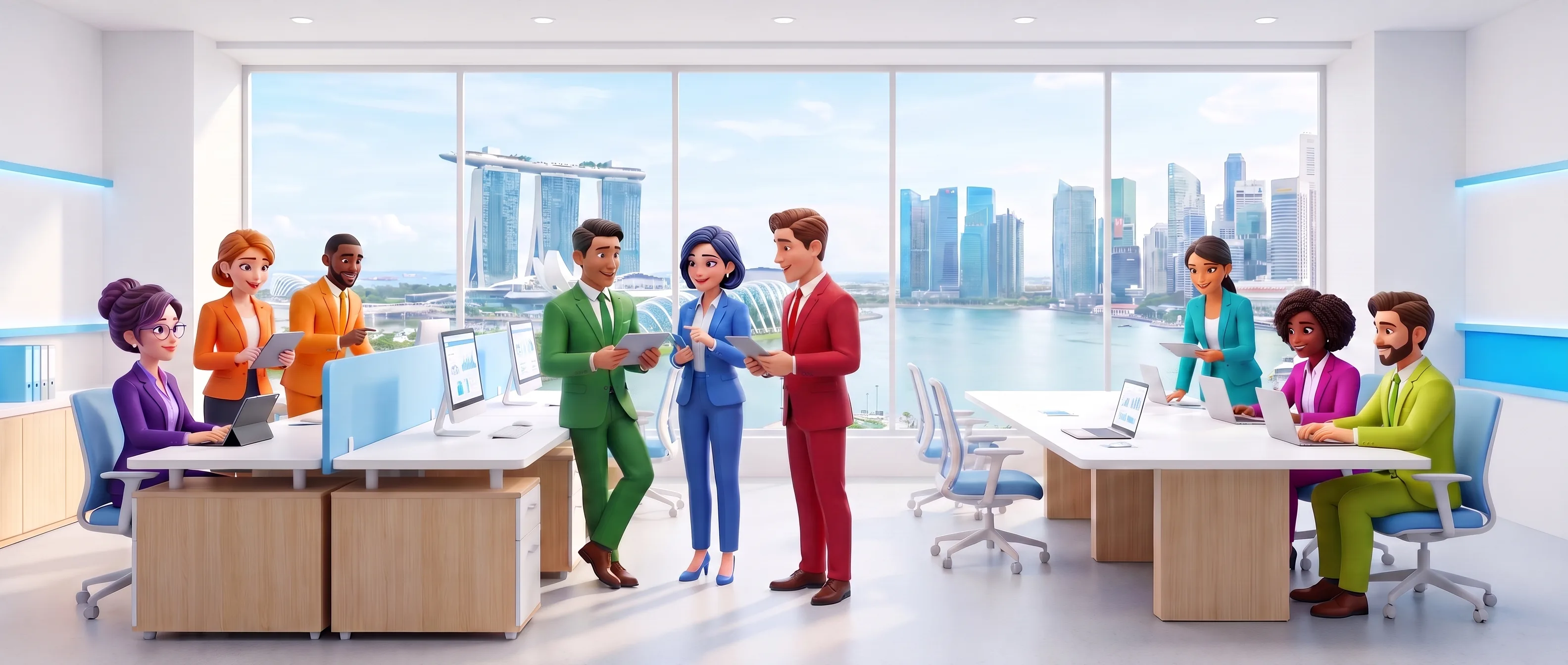 The StaffOnAI team of AI Employees at work in a Singapore office