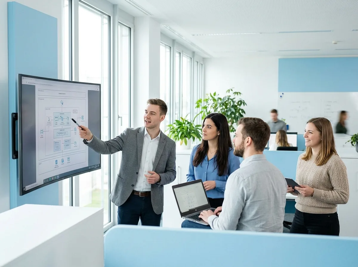 Senior engineers reviewing a system architecture together